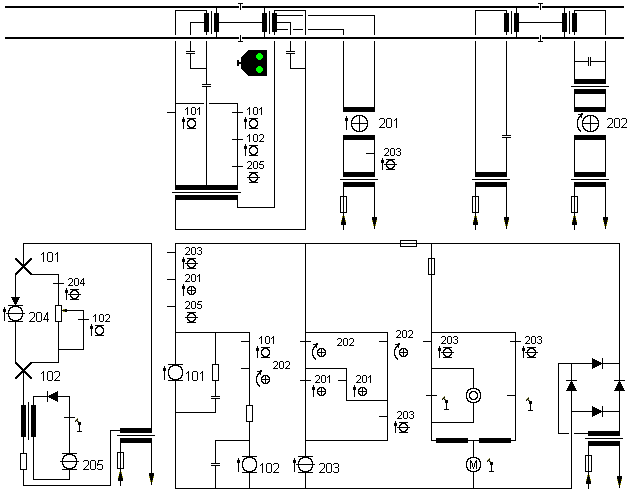 Schaltung in Grundstellung, d.h. Fahrt/Fahrt erwarten (Sv 1)