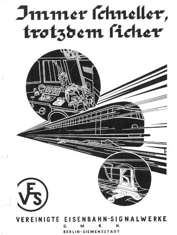 Titel, Zeichnungen SVT-Führerstand innen, schnellfahrender SVT, Indusimagnet am SVT, VES-Symbol