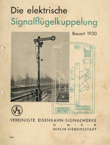 Titel, darunter Foto eines einflügligen Hauptsignals mit Flügelkupplung, darunter VES-Symbol